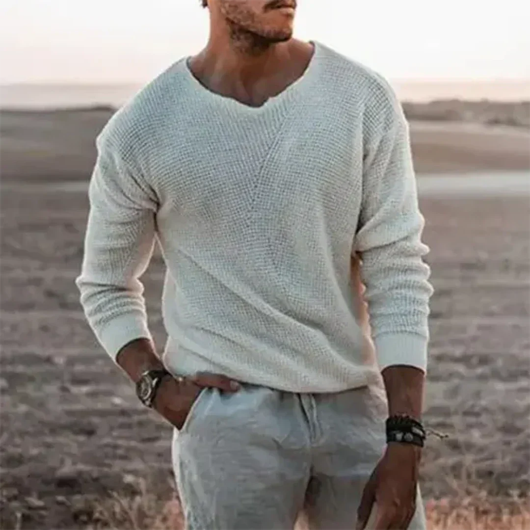 Men’s Warm Long-Sleeve Knit Pullover